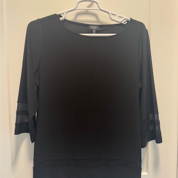 Jones New York Black Blouse with Sheer Sleeve Accents - Picture 1 of 4